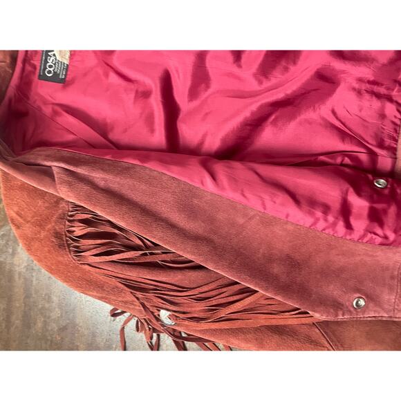 Vintage Cosa Nova Western Women’s Jacket Long Fringe Size Medium Rust Orange Red - Picture 15 of 16